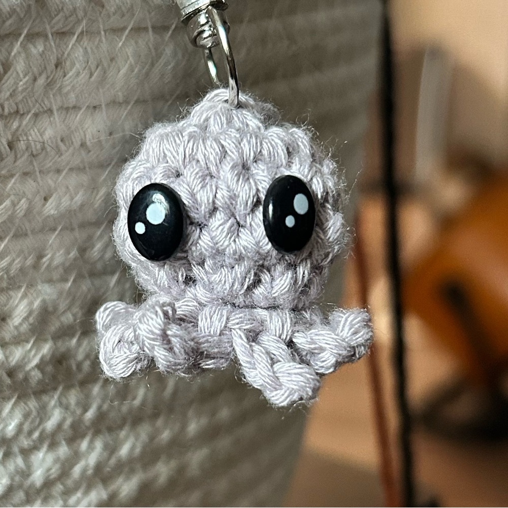 Cute Gray Crochet Octopus Key Holder